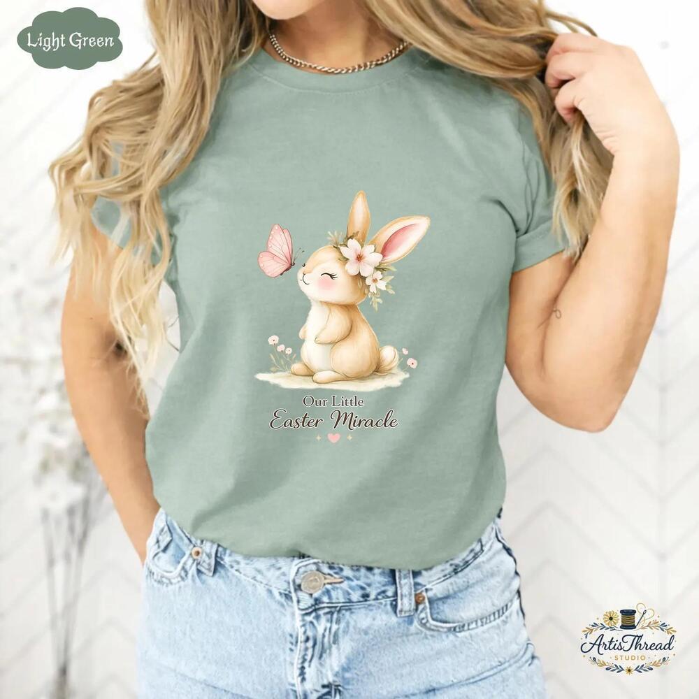 Cute Rabbit Easter Shirt, Pastel Bunny Top, Spring Gift For Her